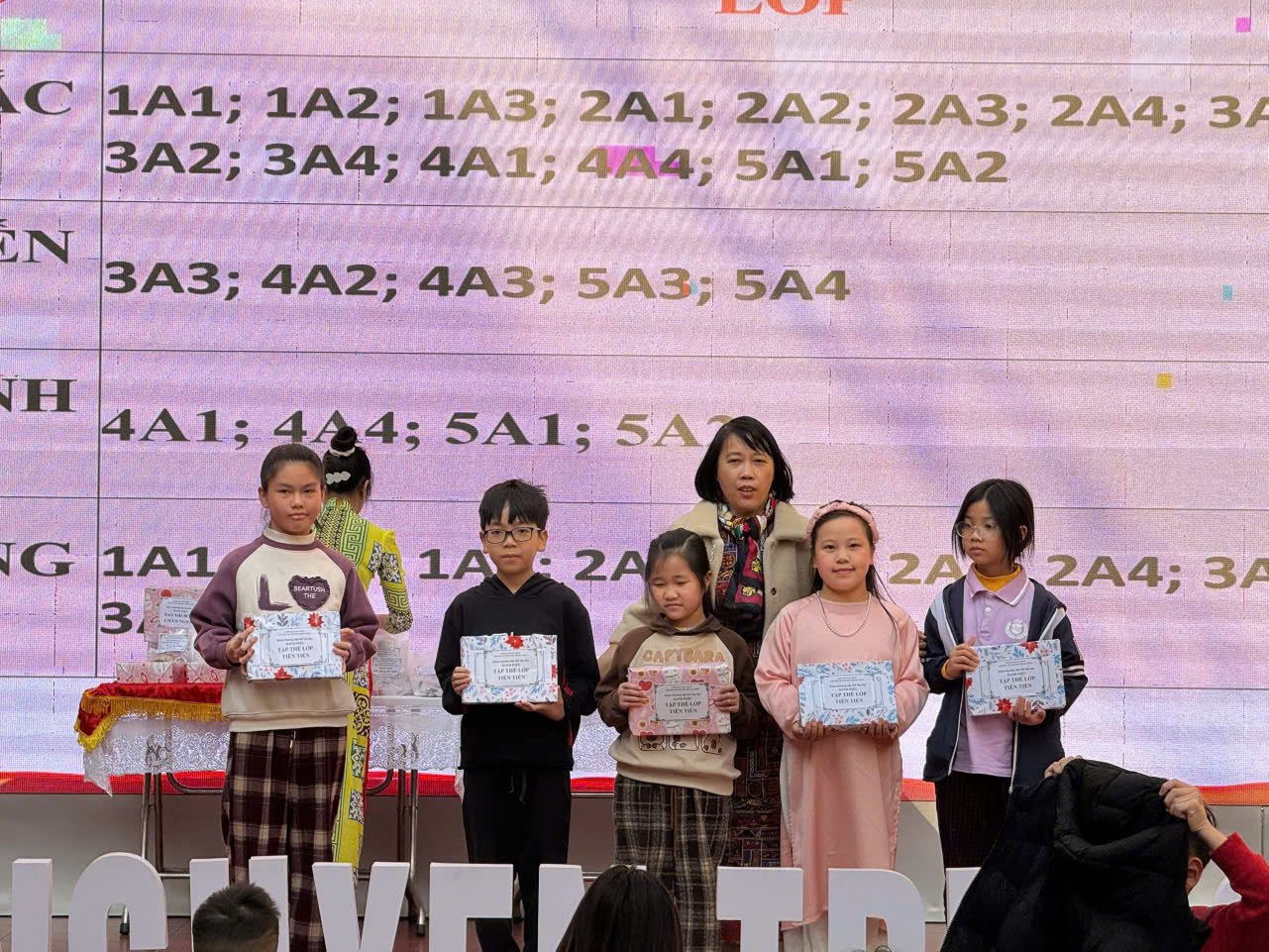 A group of children holding signs

Description automatically generated