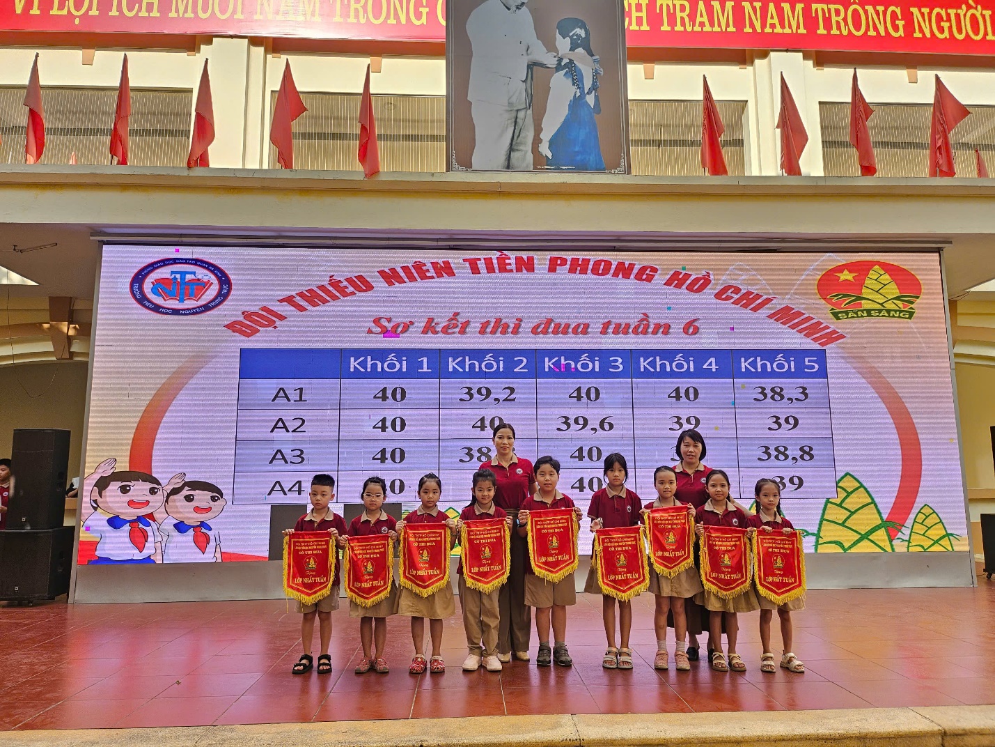 A group of children on a stage
AI-generated content may be incorrect.