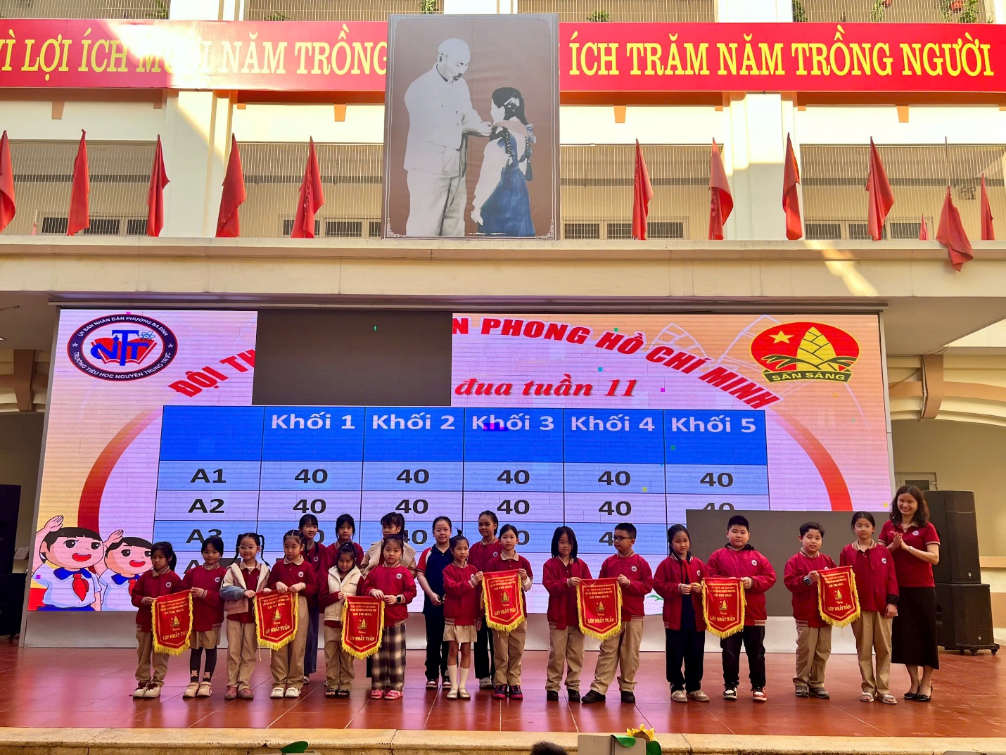 A group of children on a stage
AI-generated content may be incorrect.