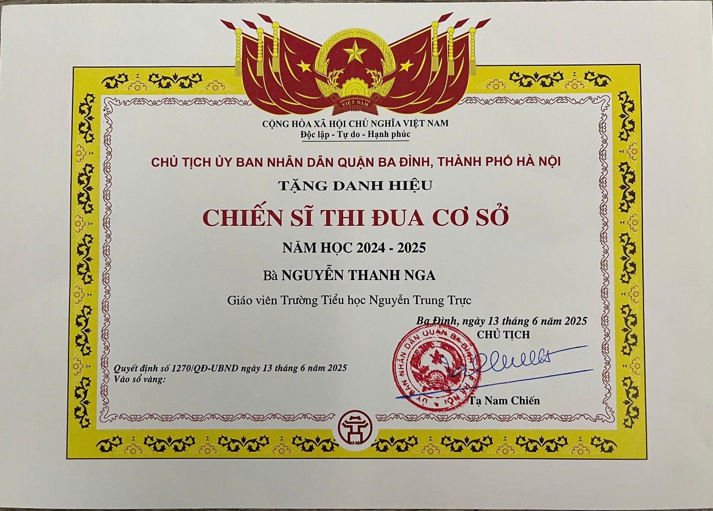 A certificate with red and yellow border

AI-generated content may be incorrect.