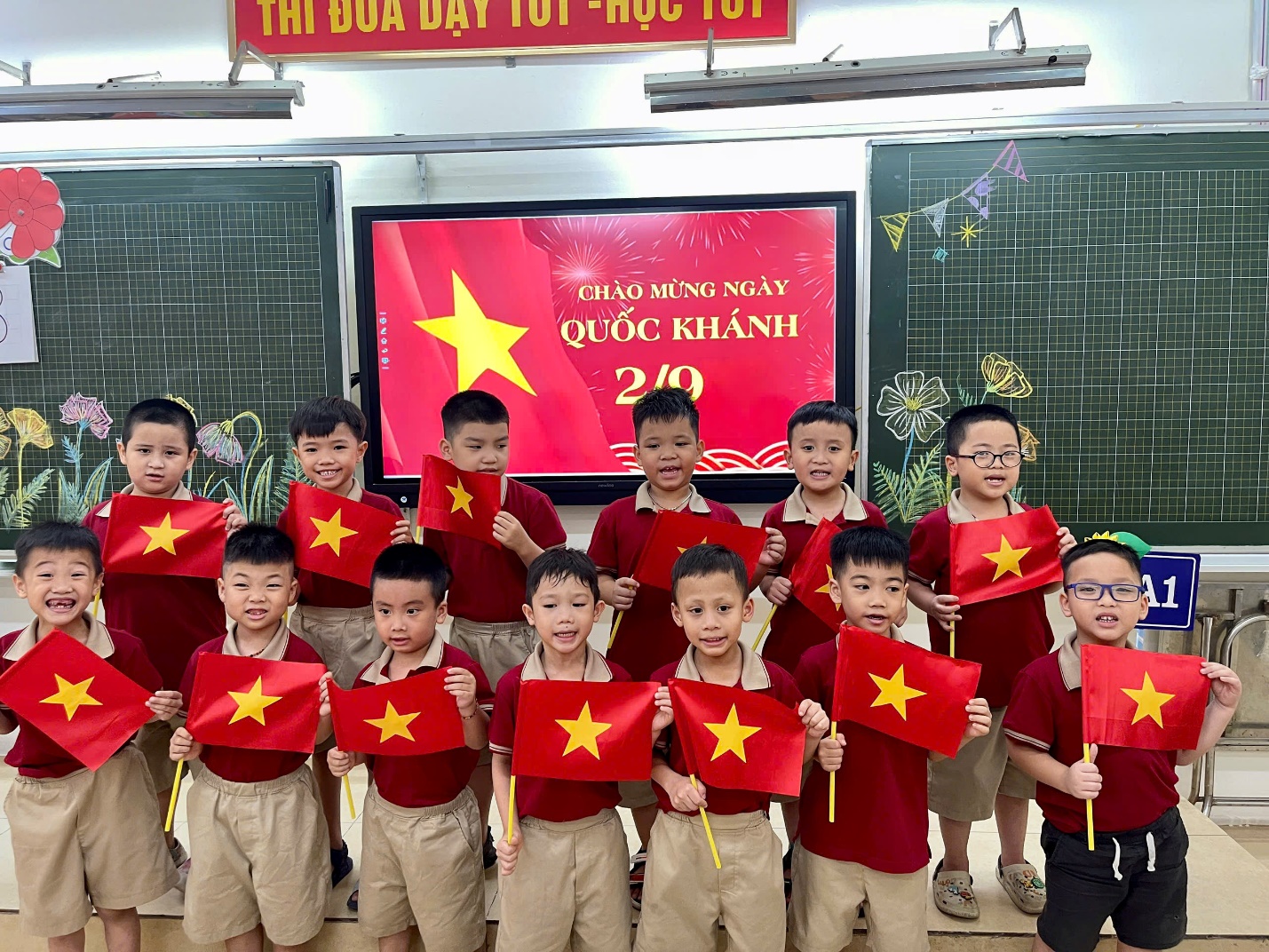 A group of boys holding flags in a classroom

AI-generated content may be incorrect.