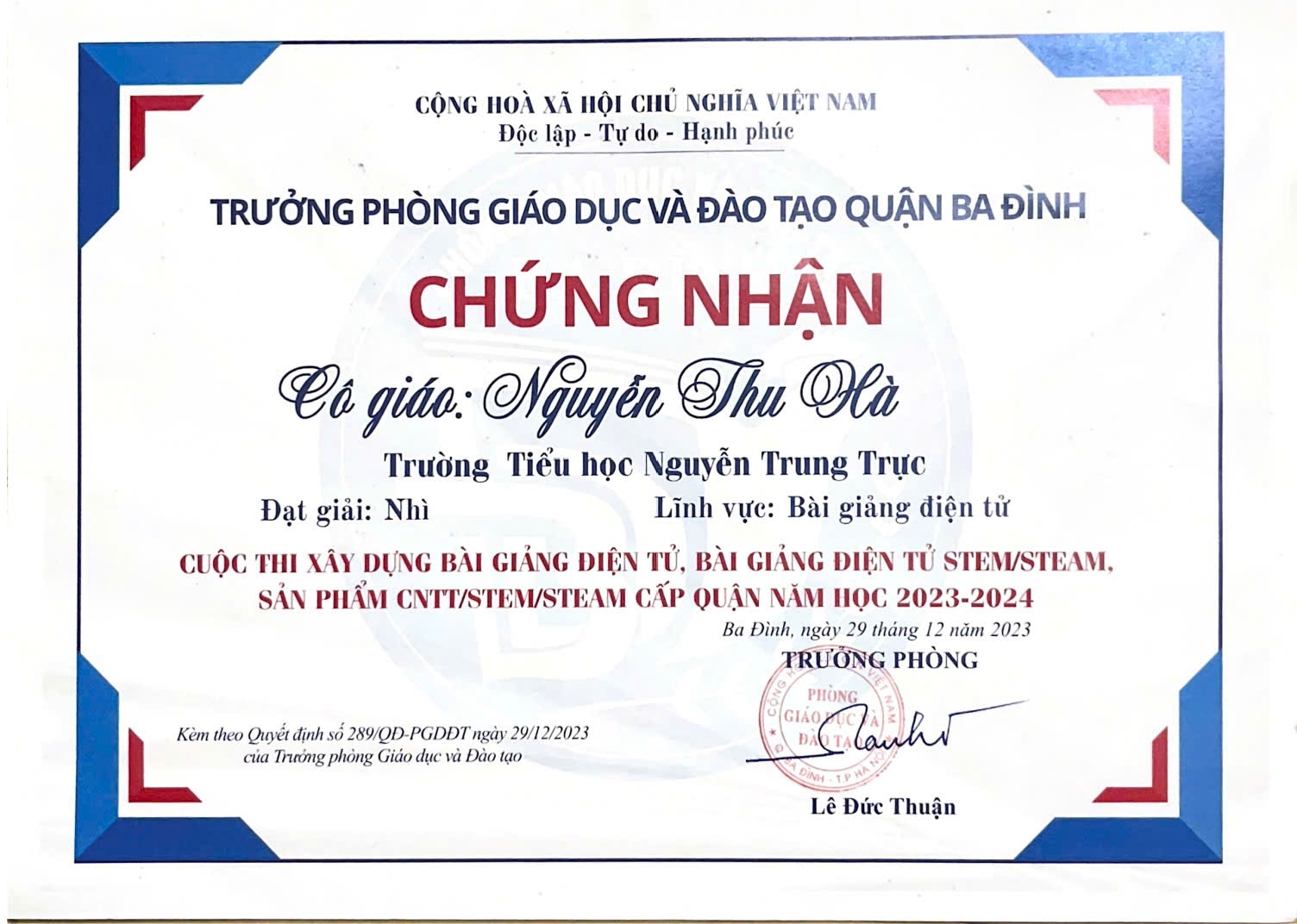 A certificate with red white and blue border

AI-generated content may be incorrect.