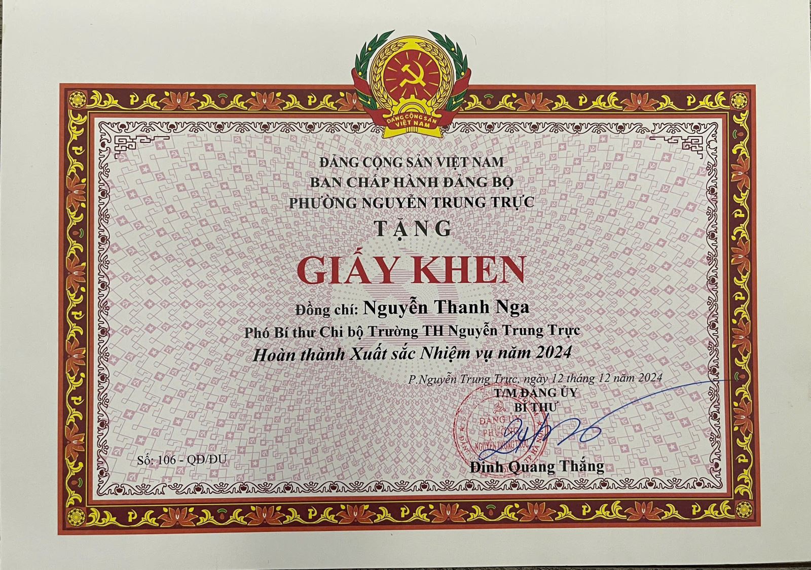 A certificate with a red and black textAI-generated content may be incorrect.